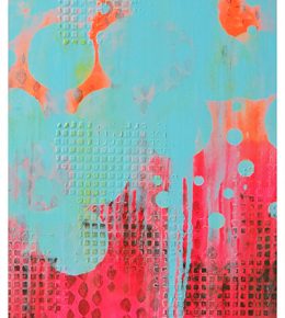 Neon pop art schilderij, roze en licht blauw door Ronald Hunter