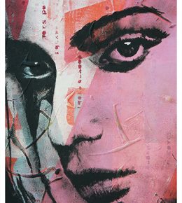 Modern pop art portret, roze rood met zwart van Ronald Hunter
